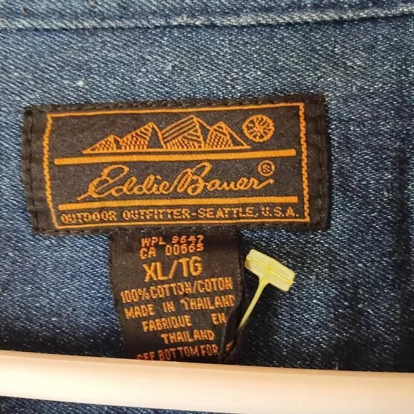 Eddie Bauer Denim Maxi Dress XL 100% Cotton Button Front Long Sleeve Blue Shirt - Picture 5 of 6